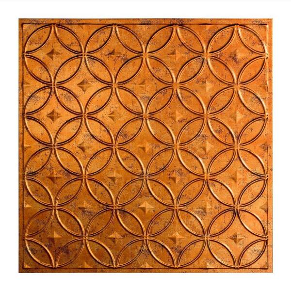 Fasade Rings 2 ft. x 2 ft. Vinyl Lay-In Ceiling Tile in Muted Gold