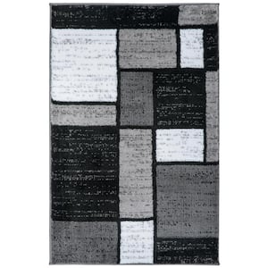 Contemporary Geometric Boxes Gray Indoor 2 ft. x 3 ft. Area Rug