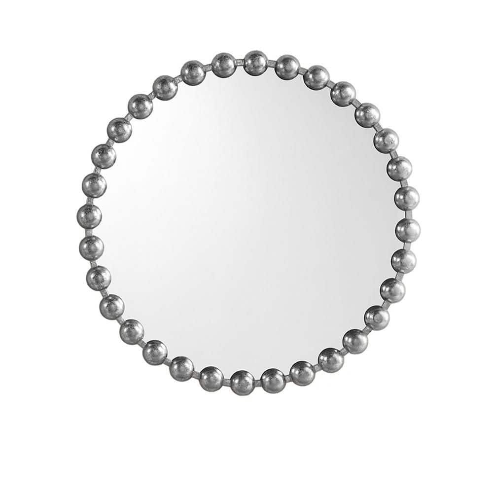 Marlowe 27" Round Silver Beaded Wall Mirror