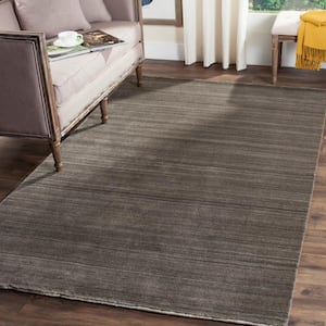 Himalaya Charcoal 8 ft. x 10 ft. Striped Solid Area Rug