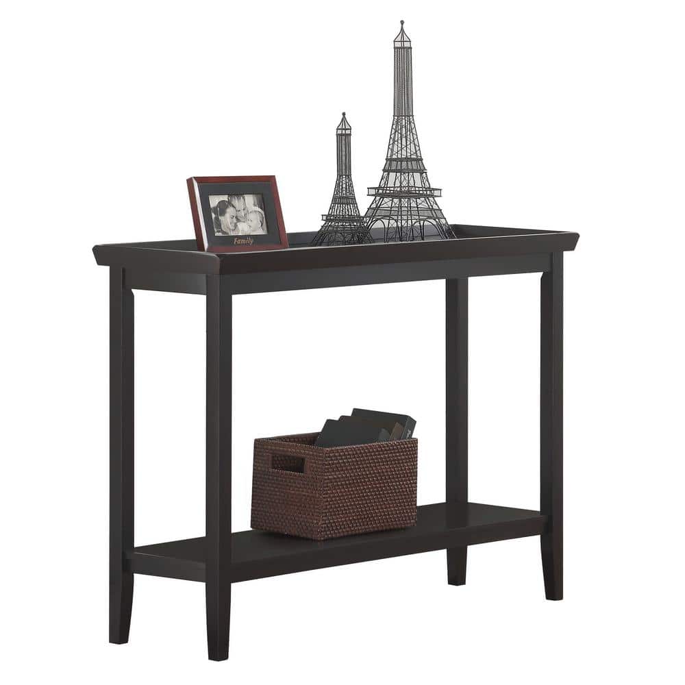 Black Wood Console Table with Shelf, 48 in