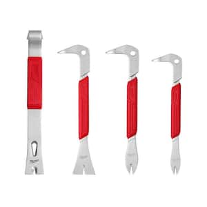15 in. Pry Bar with 10 in. Molding Puller Pry Bar and 2-Piece Nail Puller with Dimpler Set (4-Piece)