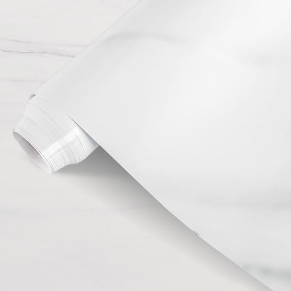 15.75 in. x 16.4 ft. Peel and Stick Kitchen Wallpaper Roll, White Marble PVC Wall Sticker, 1-Roll
