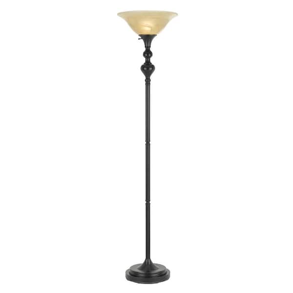 HomeRoots 71 in. Bronze 1 Dimmable (Full Range) Torchiere Floor Lamp for Living Room with Glass Dome Shade