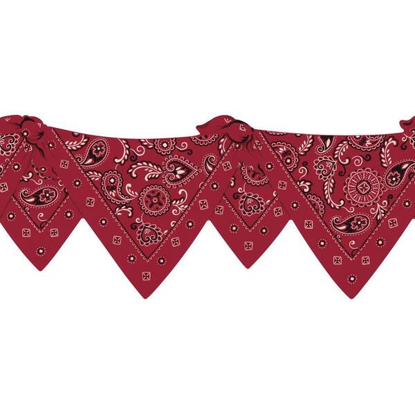 The Wallpaper Company 8.5 in. x 15 ft. Red Die-Cut Bandana Border-DISCONTINUED