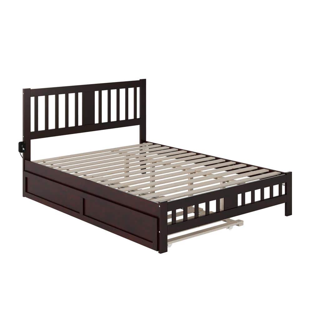 Tahoe Espresso Queen Wood Platform Bed with Storage Drawer