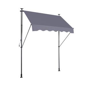 78 in. Manual Retractable Awning, 6.5 ft. Non-Screw Outdoor Patio Sunshade Shelter, Height Adjustable Canopy