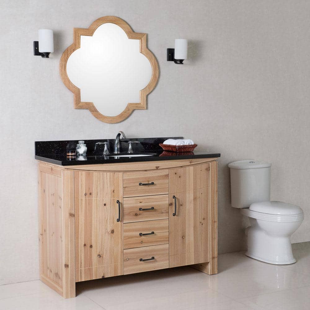 48'' Natural Fir Single Vanity with Black Granite Top