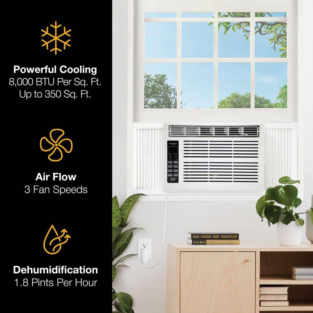 Whirlpool 8,000 BTU White Window-Mounted Air Conditioner with Remote