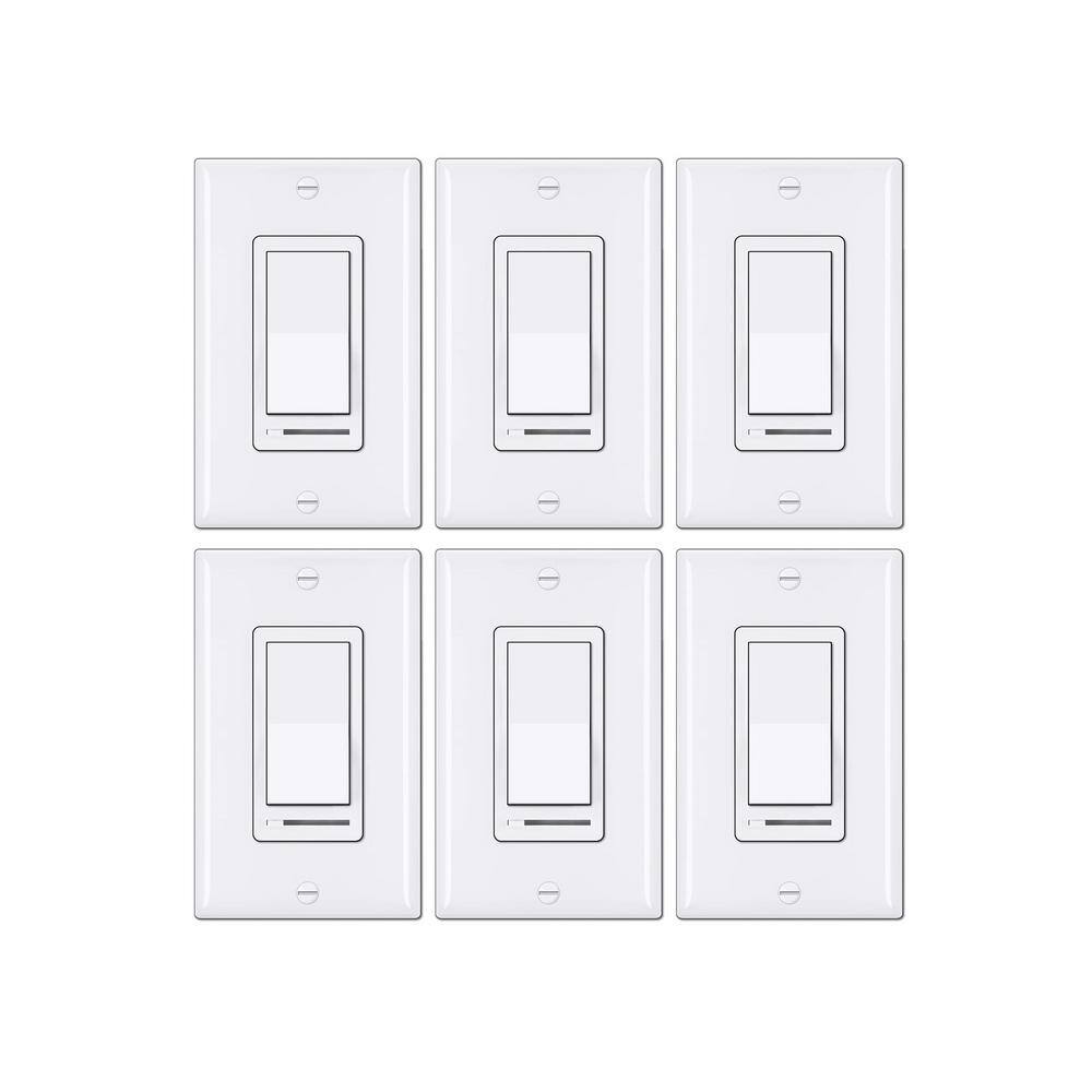 White Rocker Dimmer Switch for Dimmable LED, Halogen and Incandescent Bulbs, Single-Pole or 3-Way (USP-LS02-6PK) 6-Pack price history on PriceWatchPro