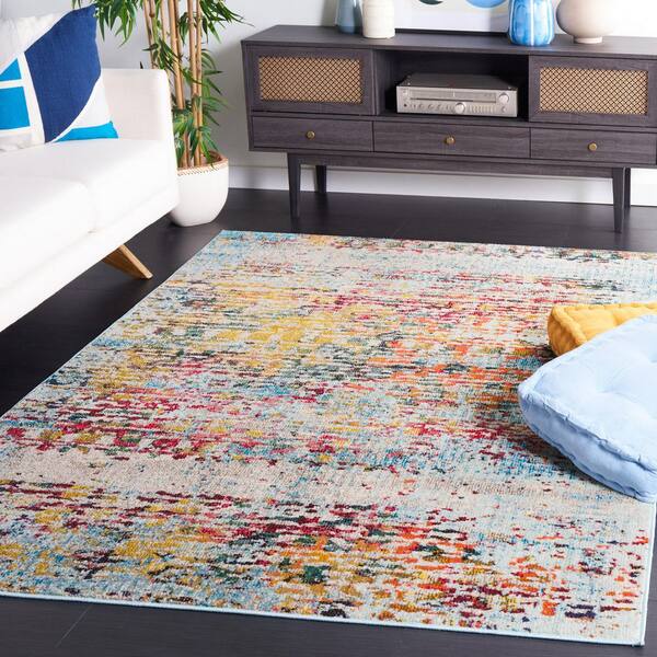 Monaco 5 ft. x 8 ft. Gray/Multi Distressed Marble Area Rug