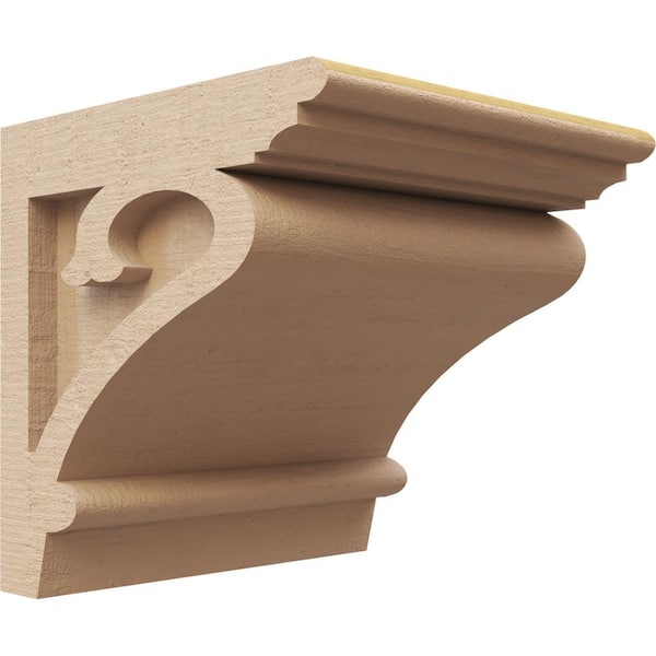 Ekena Millwork 7 in. x 7 in. x 7 in. Wide Mayflower Rough Cedar Woodgrain TimberThane Corbel, Primed Tan