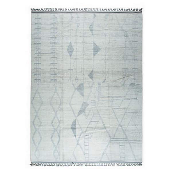 Ivory 9 ft. x 12 ft. Contemporary Marrakech Hand-Knotted Wool Rug, Luxurious Handspun for Stylish Home De, Area Rug