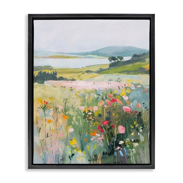 Soft Abstract Countryside by RileyB Black Floater Frame Nature Graphic Art Print 31 in. x 25 in.