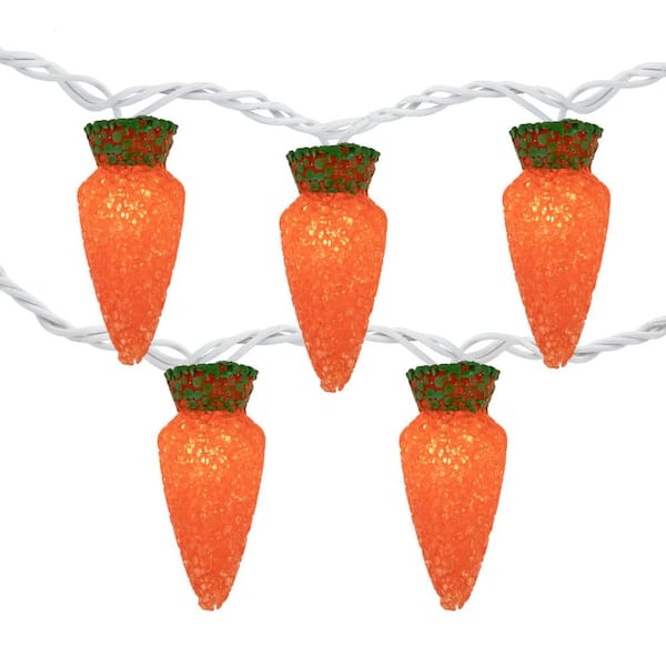 10-Count Orange Carrot Easter String Light Set 7.25 ft. White Wire