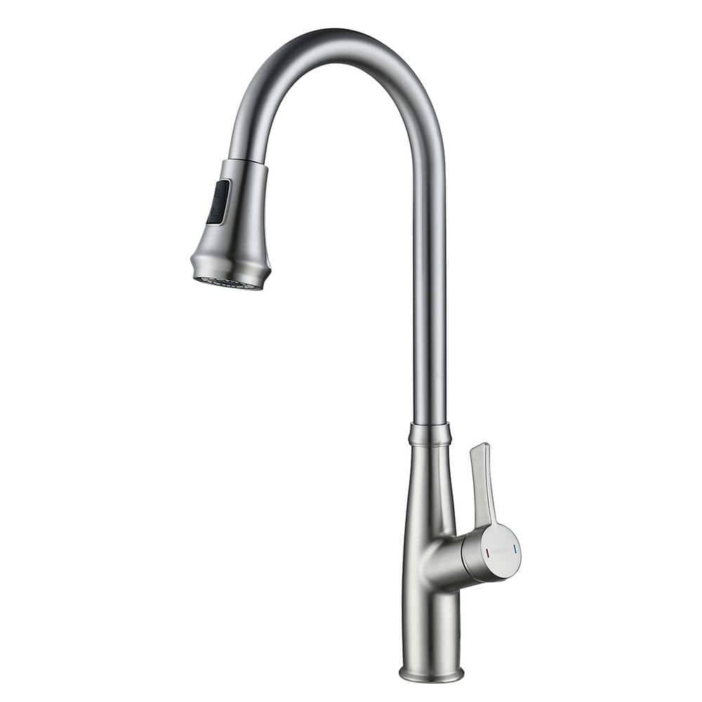 Single Handle Pull-Down Sprayer Bathroom Faucet With Deck Plate in Brushed Nickel price history on PriceWatchPro