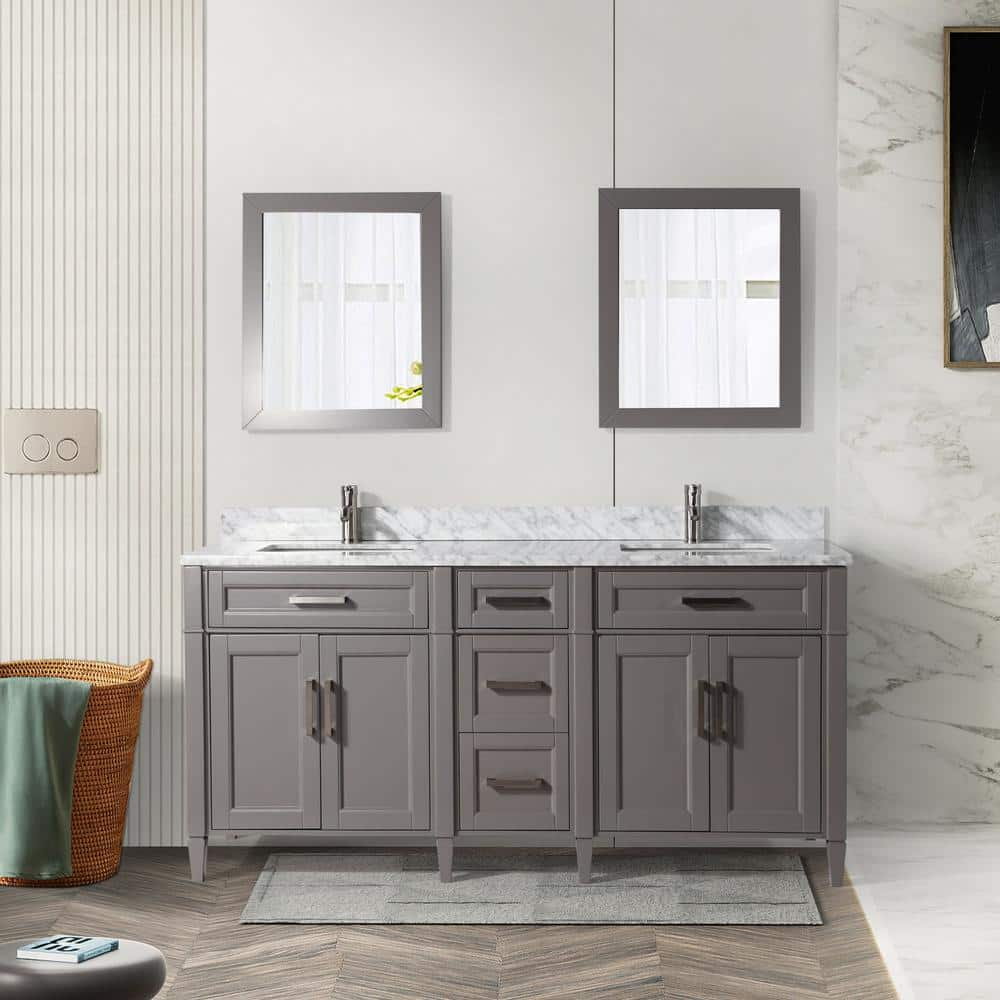 Vanity Art Savona 72 in. W x 22 in. D x 36 in. H Bath Vanity in Grey ...