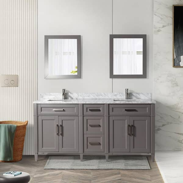 Vanity Art VA3030-72E Espresso 72 Double Sink Bathroom Vanity Set with Ceramic Vanity Top