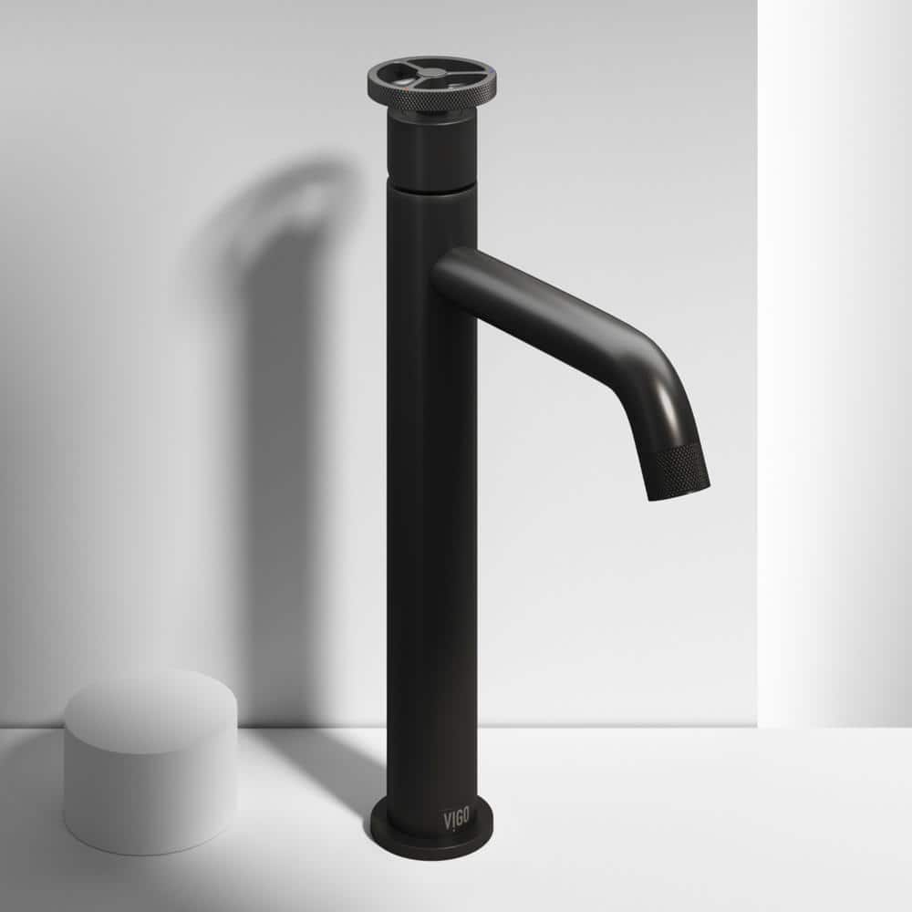 Cass Industrial-Chic Matte Black Nickel Vessel Bathroom Faucet