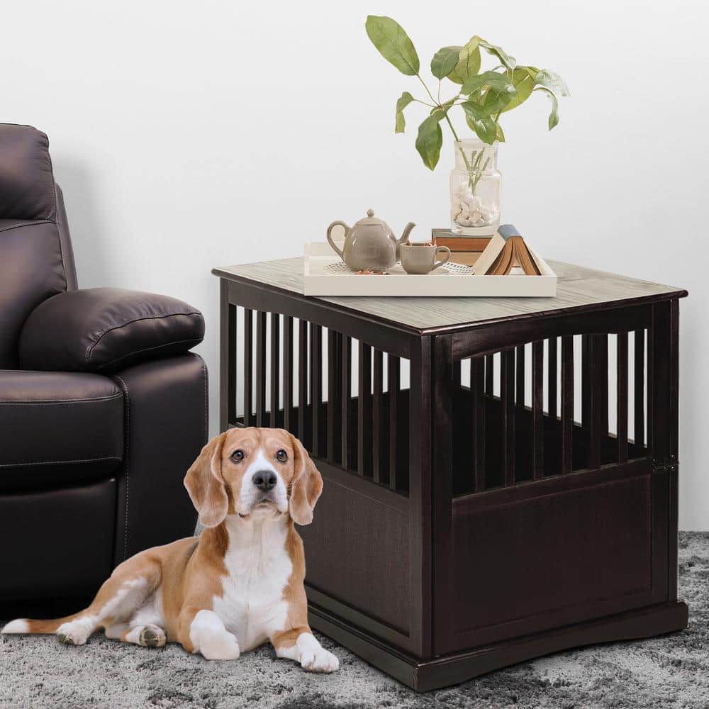 Espresso Deluxe Medium Pet Crate End Table up to 40 Lbs