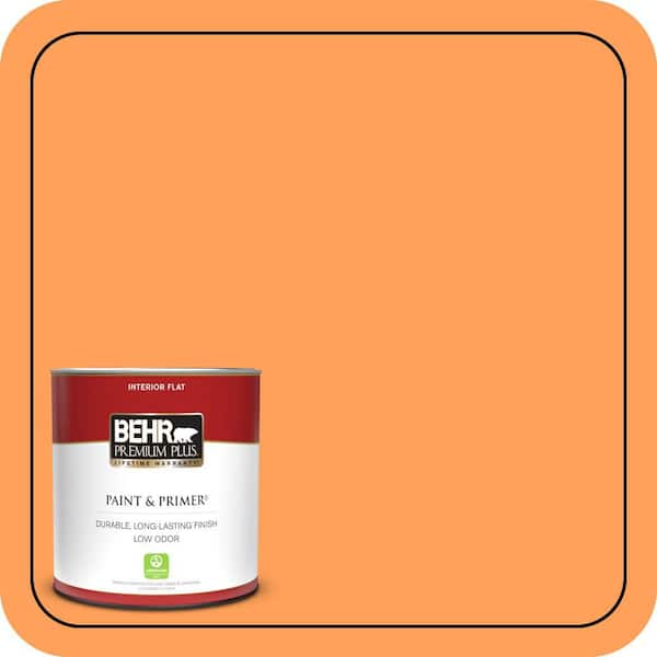 BEHR PREMIUM PLUS 1 qt. #T15-10 Clarified Orange Flat Low Odor Interior Paint & Primer