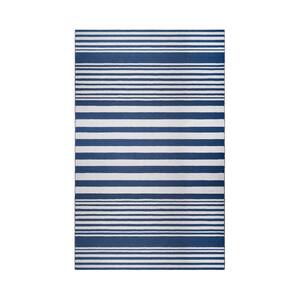 Kadin Navy Blue 3 ft. 6 in. x 5 ft. 6 in. Modern Striped Indoor/Outdoor Area Rug