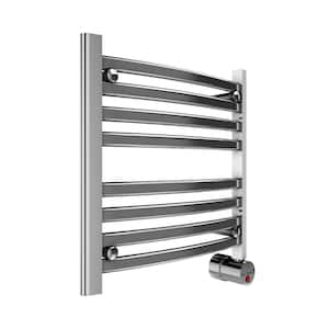 8-Bar Wall Mounted Electric Towel Warmer with Digital Timer in Polished Chrome