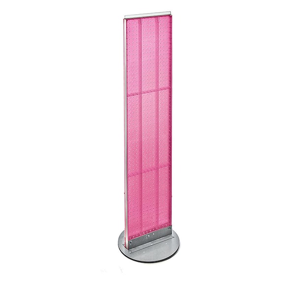 Azar Displays 60 in. H x 13.5 in. W Styrene Pegboard Floor Display with Revolving Base in Pink (2-Piece)