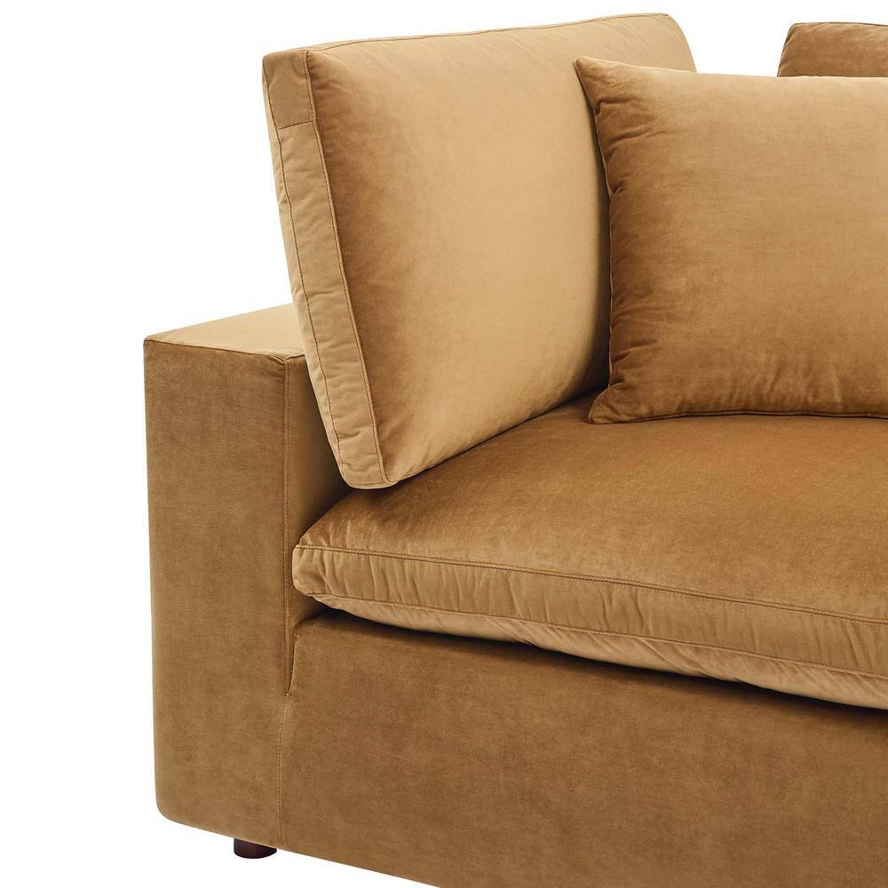 Cognac Performance Velvet Overstuffed Corner Chair 40"