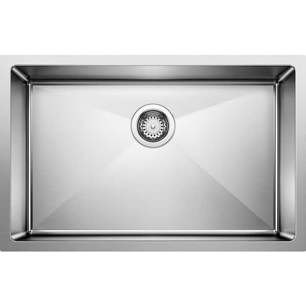 Blanco QUATRUS R15 Undermount Stainless Steel 28 in. Single Bowl Kitchen Sink