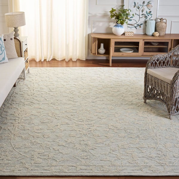 Abstract 6 ft. x 9 ft. Light Gray/Ivory Persian Area Rug