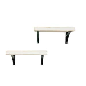 16 in. White Industrial Grace Simple Shelves (Set of 2)