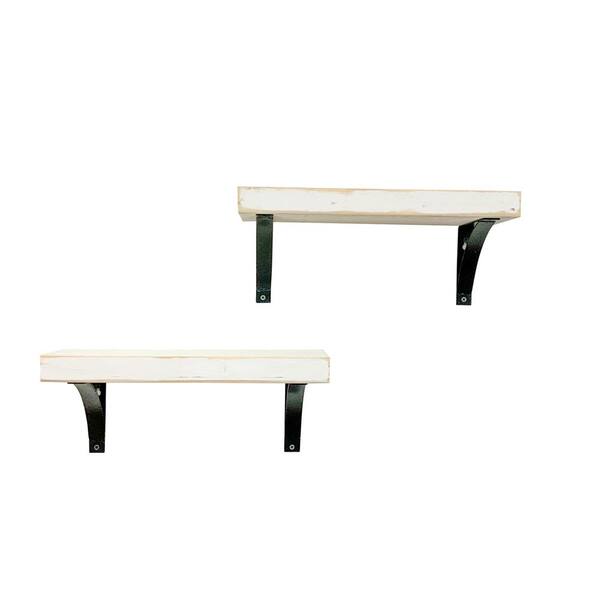 Del Hutson Designs 16 in. White Industrial Grace Simple Shelves (Set of 2)
