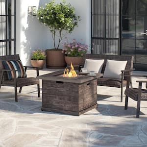 Peyton 35 in. W x 24 in. H Square MGO Liquid Propane Fire Pit in Distressed Brown