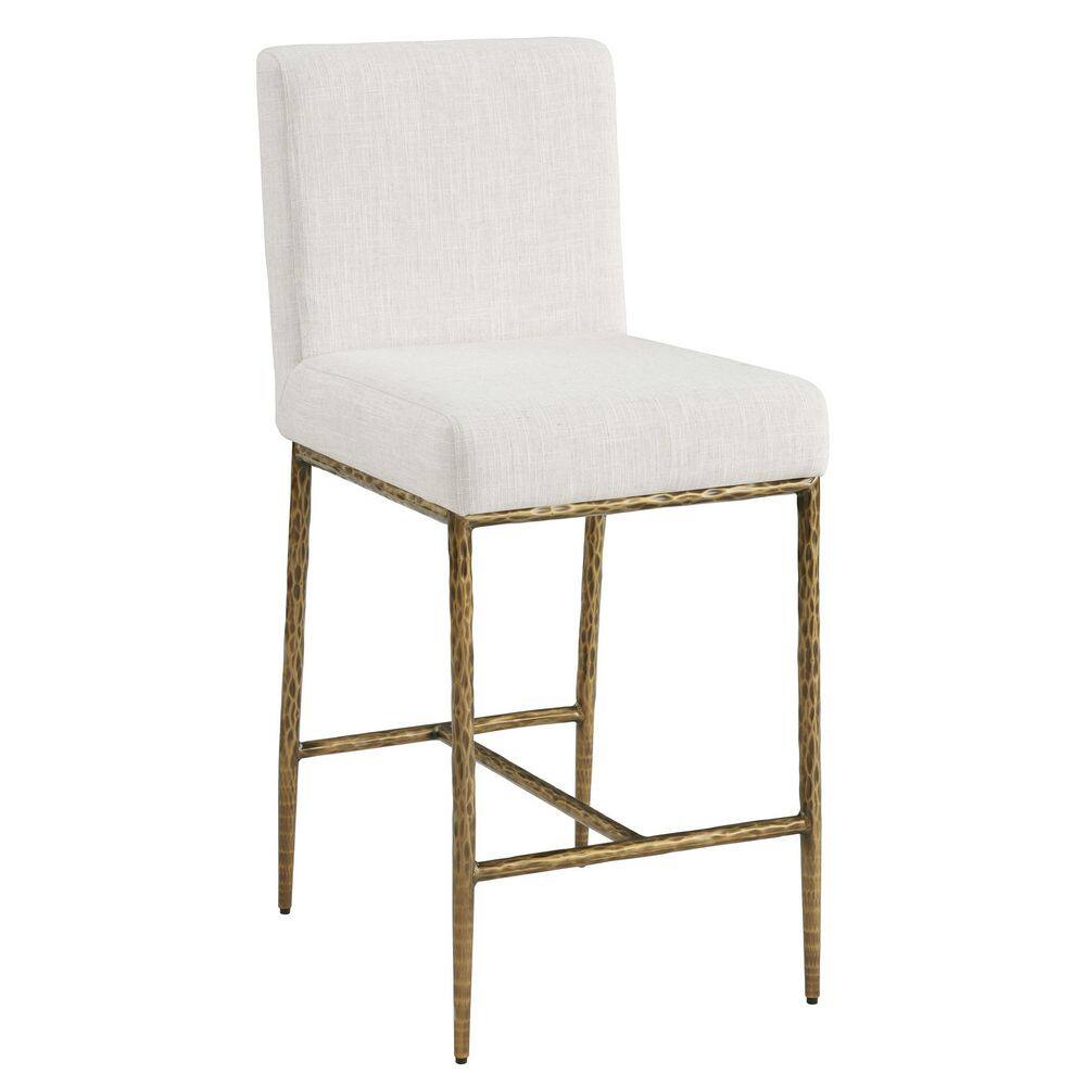 Parto Modern 26 in. H Forged Metal Gold Full Back Counter Height Stool With Square Fabric Seat price history on PriceWatchPro
