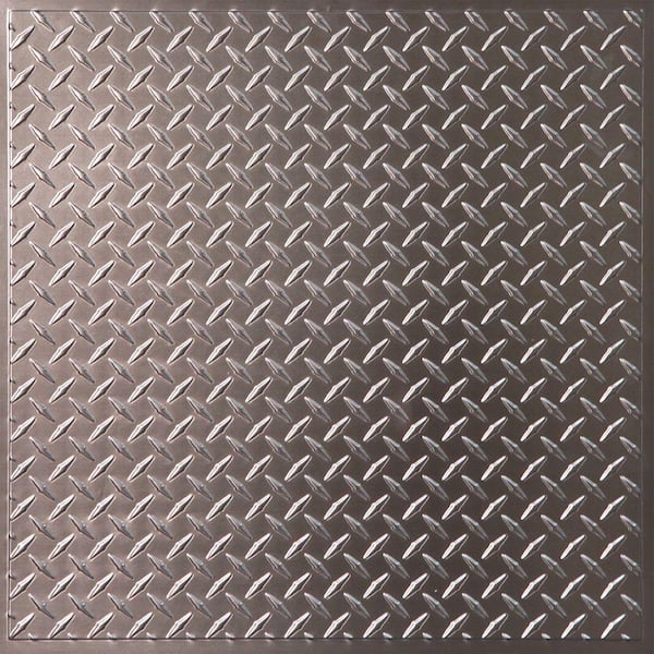 Ceilume Diamond Plate Faux Tin 2 ft. x 2 ft. Lay-in or Glue-up Ceiling Panel (Case of 6)