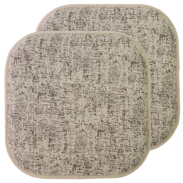 Sweet Home Collection Broadway Square Memory Foam 16 in.x16 in. Non-Slip Back, Chair Cushion (2-Pack), Cream/Chocolate