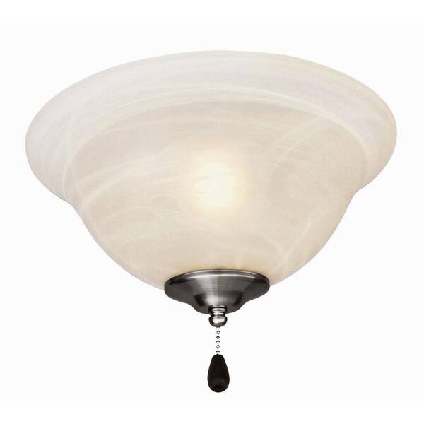 Design House 3-Light Satin Nickel Ceiling Fan Light Kit with Alabaster Glass Bowl Shade