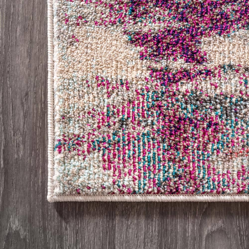 Abstract Brushstroke Blue Synthetic 4' x 6' Area Rug