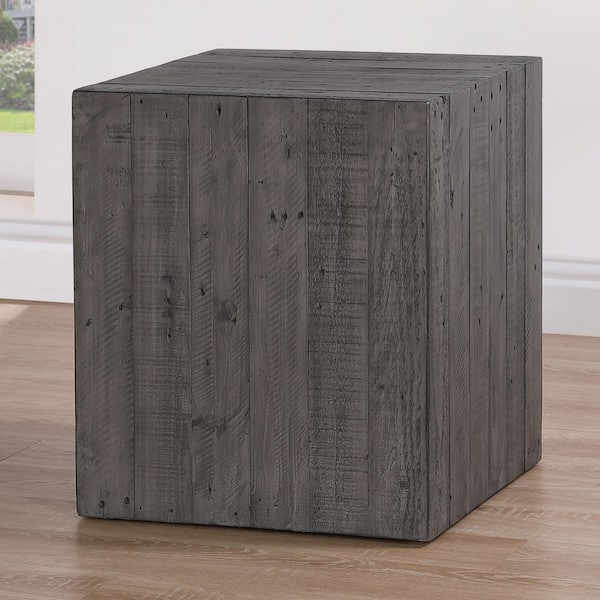 Colson 19 in. Charcoal Gray Square Wood End Table