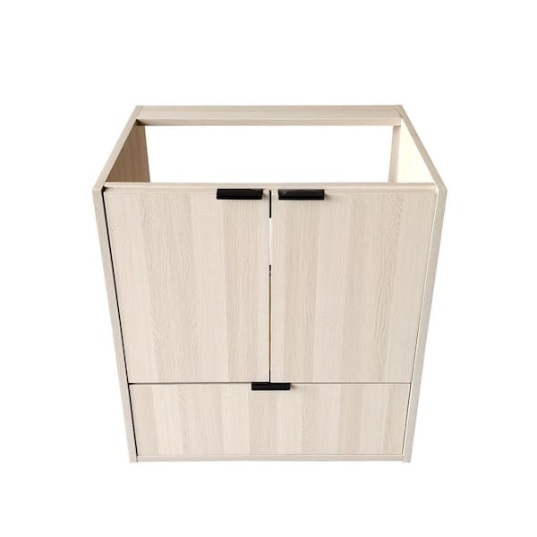 24 in. Wall Mount Bath Vanity Cabinet without Top, Built-in Soft Close Drawer in White Oak