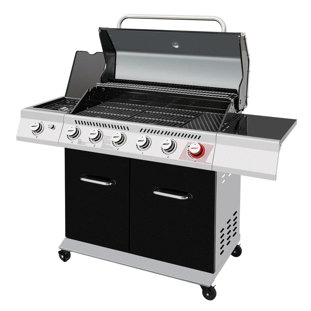 Royal Gourmet Black 6-Burner Propane Gas Grill with Side Burner