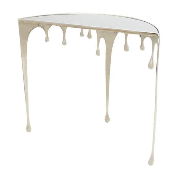  Deco 79 Aluminum Drip Accent Table with Melting Designed Legs  and Shaded Glass Top, 16 x 16 x 25, Gold : Appliances