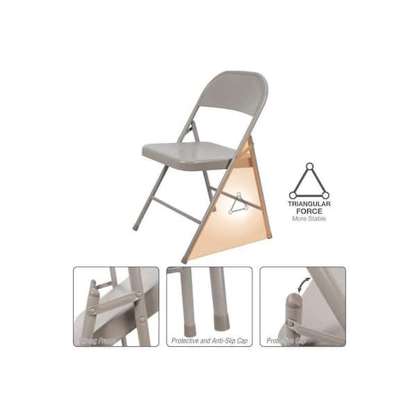 HDX Steel Folding Chair-Beige 00234 - The Home Depot