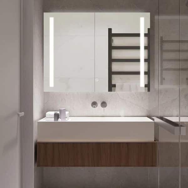Sxiawe 30 in. W x 40 in. H Rectangular Front Light LED Frameless Wall Mirror Bathroom Vanity Mirror