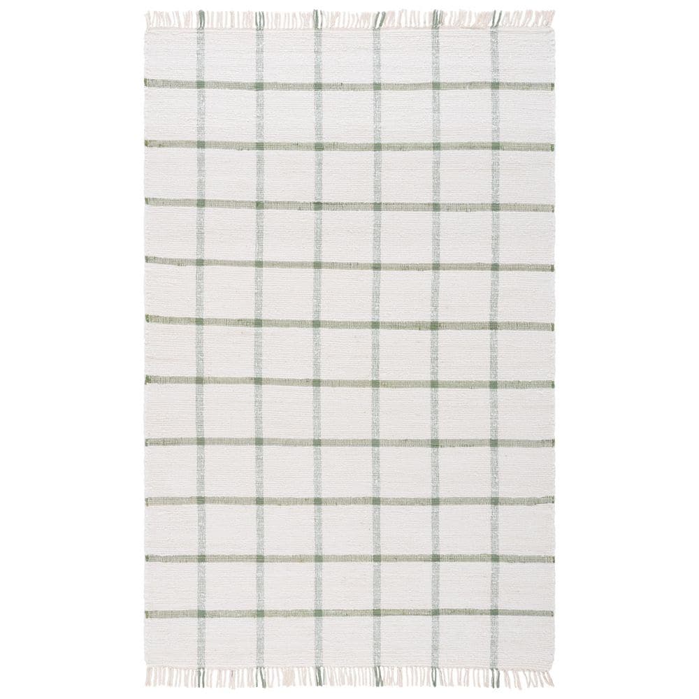 Montauk 4 ft. x 6 ft. Ivory/Green Geometric Lattice Area Rug