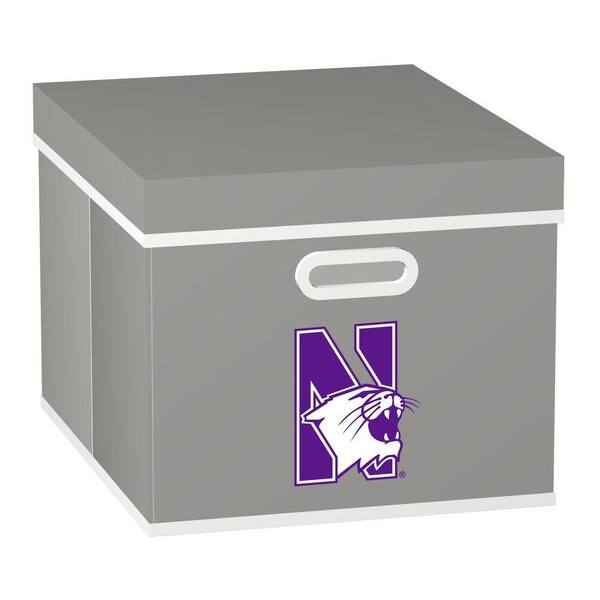 MyOwnersBox College STACKITS Northwestern University 12 in. x 10 in. x 15 in. Stackable Grey Fabric Storage Cube