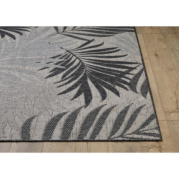 Isla Gray 3 ft. x 5 ft. Tropical Floral Indoor/Outdoor Area Rug