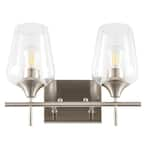 Merra 1-Light Brushed Nickel Wall Sconce Vanity Light with Glass Shade ...