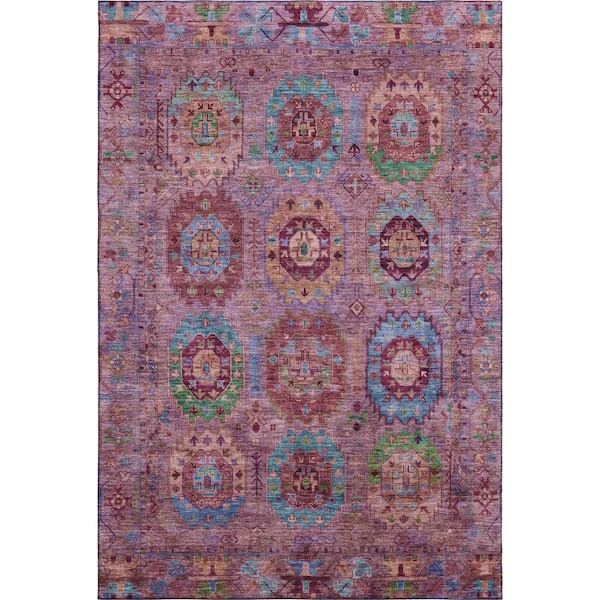 Mayfield Premium Machine Washable Abstract AMF2228 Pink 5 ft. x 7 ft. 6 in. Area Rug